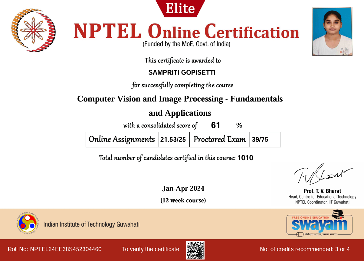 Computer Vision, NPTEL